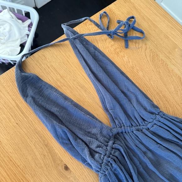 Navy Blue Halter Open Back Maxi Dress - Picture 5 of 8